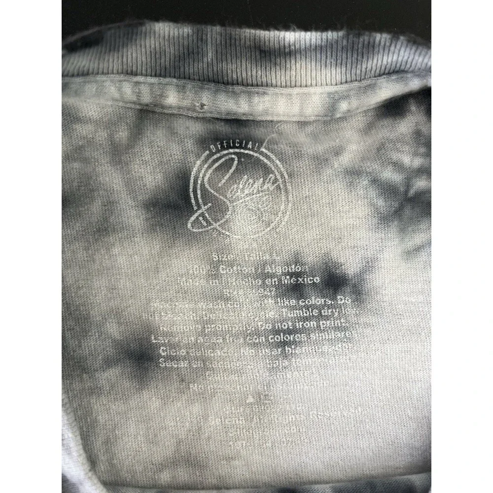 Selena Official Merch Tye Dye Tshirt Black Gray Pink Spellout Selena Large
